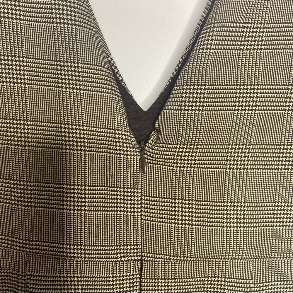 Everly Glen Check Brown/ Tan Plaid Dress Sleeveles - Picture 4 of 5